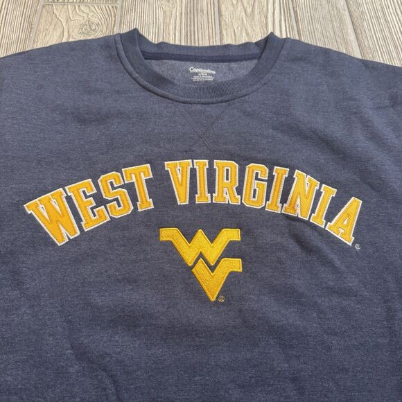 WVU West Virginia Mountaineers Crewneck Sweatshirt Men’s L Gray Sewn New - Picture 2 of 10